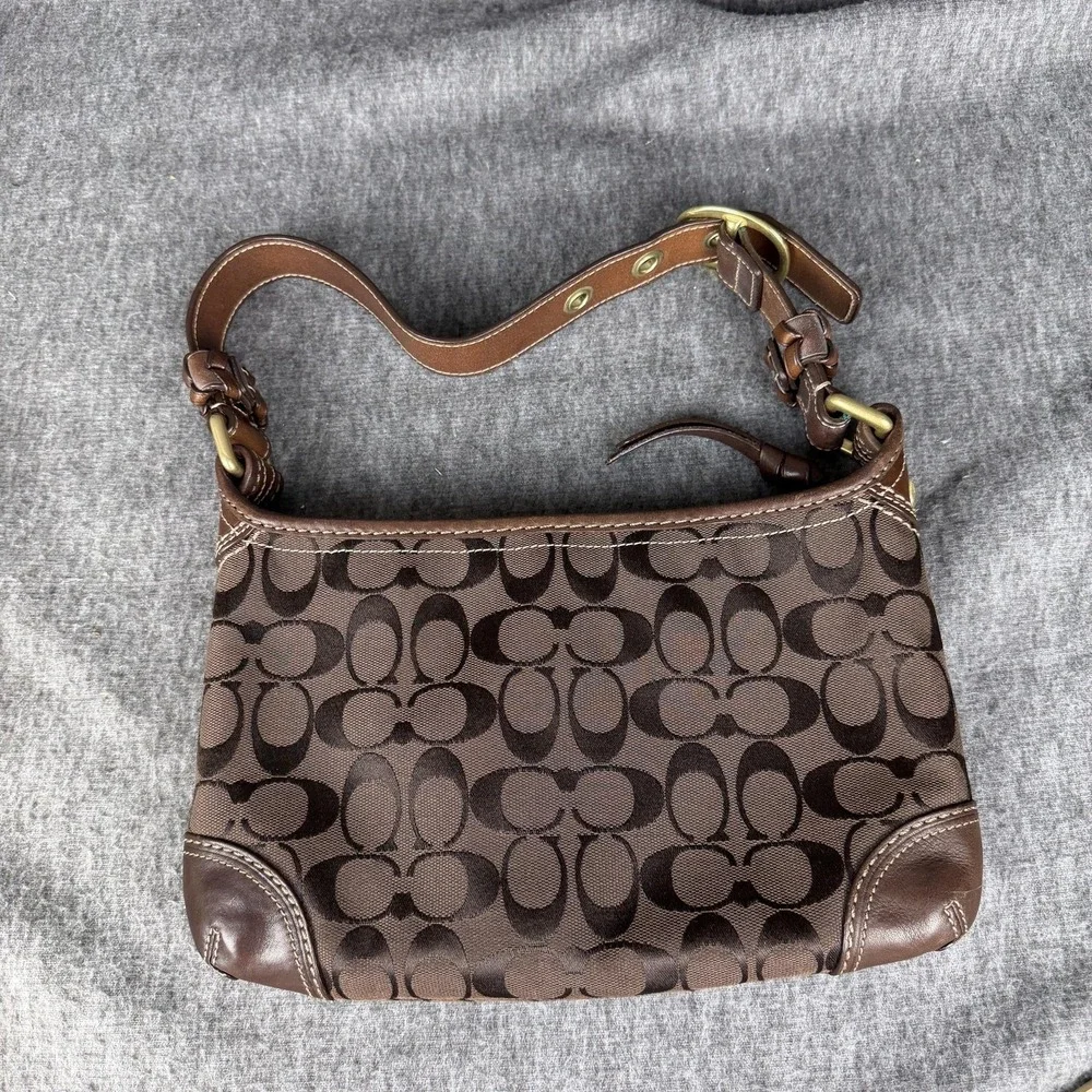 Vintage Y2K Coach Bleecker Signature Jacquard Shoulder/Hobo Bag Dark Brown 11430